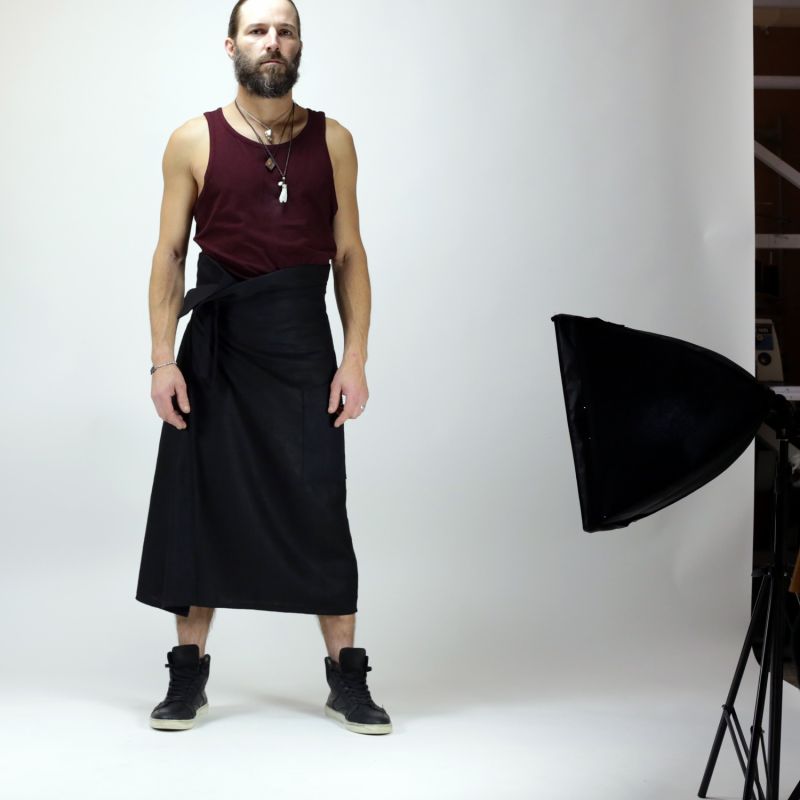 jupe à nouer en lin pour homme