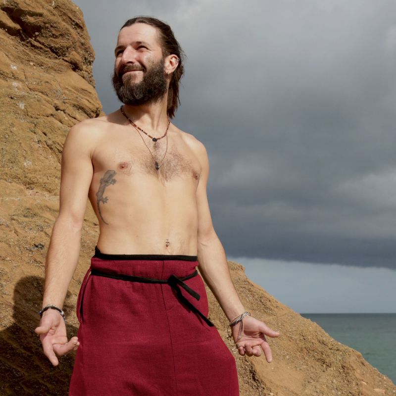 hakama d'homme forme longhi en lin d'été