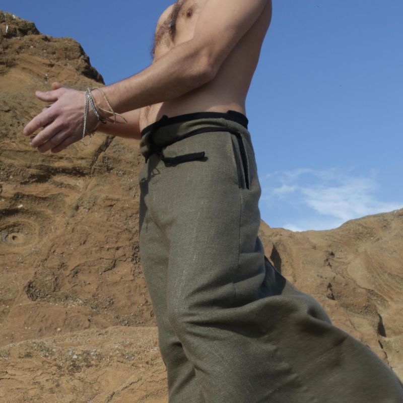 hakama d'homme forme longhi en lin d'été