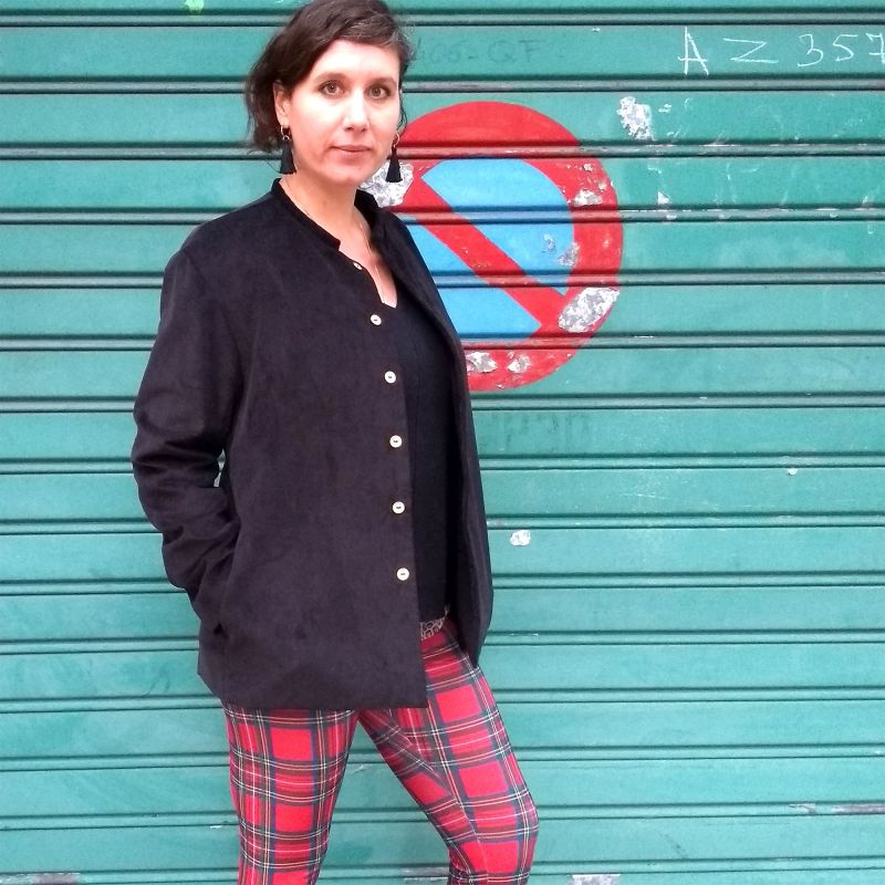 Veste à col mao velours