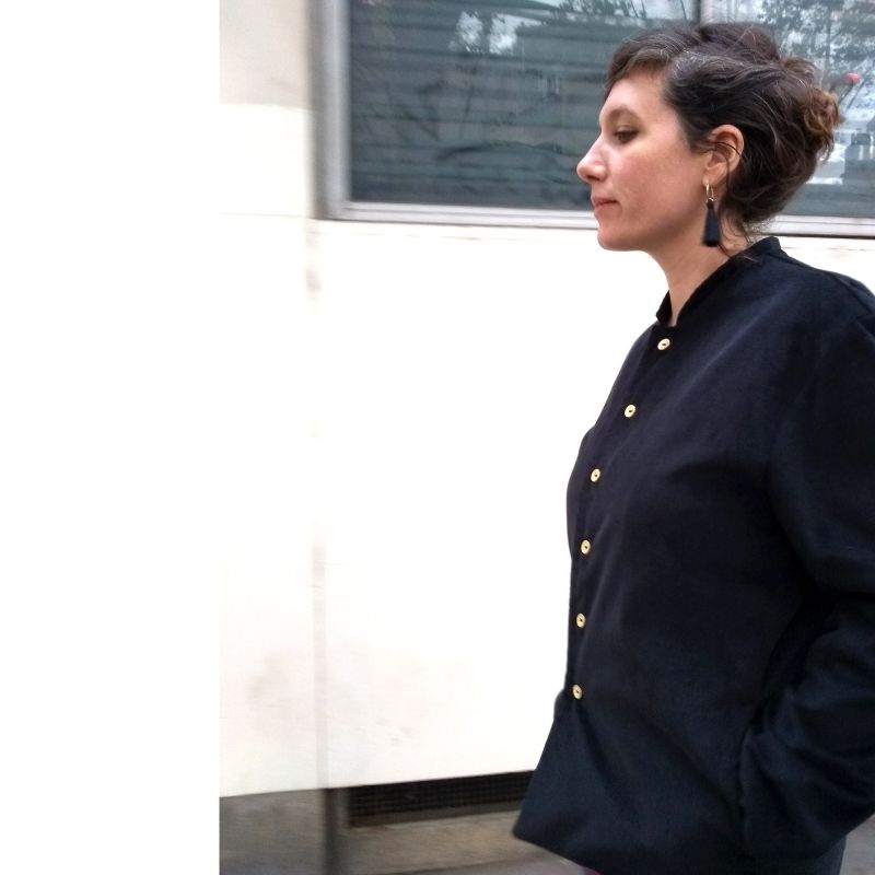 Veste à col mao velours